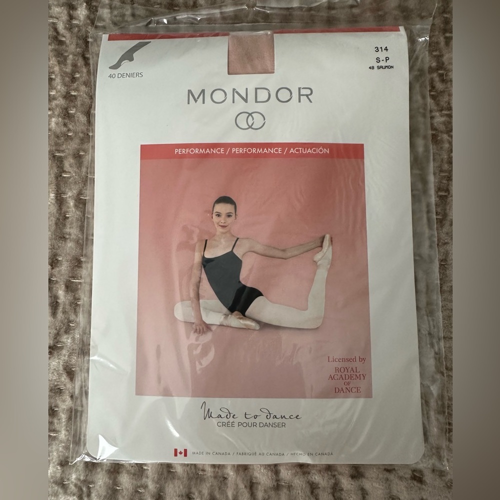 MONDOR Size Small 2 Pairs 314 Salmon Dance Tights NWT